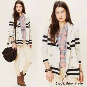 Free People Wool & Linen Earned Stripes Sweater Jacket M